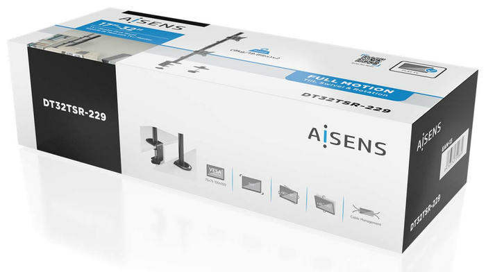 AISENS Soporte de Mesa Eco para 2 Monitores/TV de 17-32 pulgadas, Negro