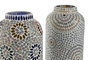 DKD Home Decor Lámpara de sobremesa de cristal Mandala Mosaic Verano Multicolor/Blanco