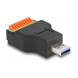 DeLOCK Adaptador USB 3.2 Gen 1 Tipo-A a Bloque de Terminales con Botón Pulsador