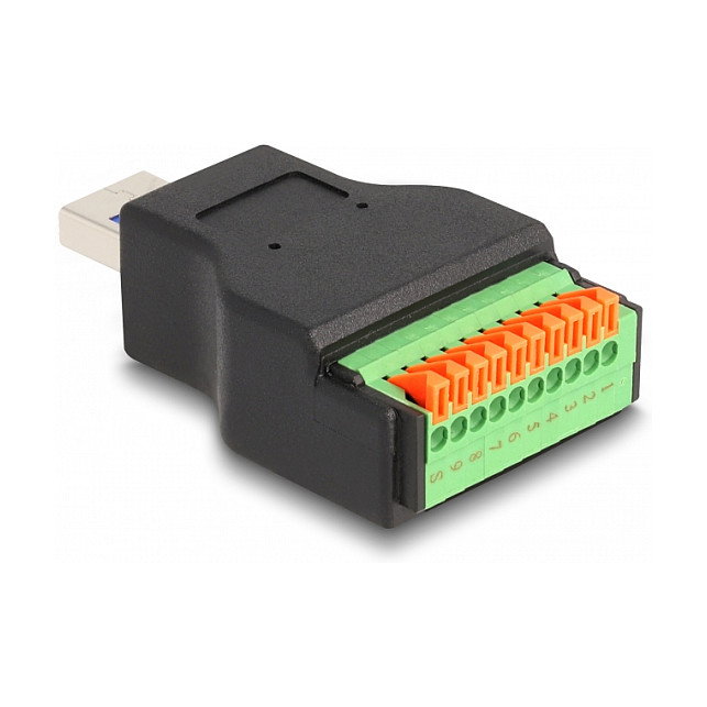 DeLOCK Adaptador USB 3.2 Gen 1 Tipo-A a Bloque de Terminales con Botón Pulsador