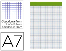 Liderpapel Bloc de notas cuadriculado 4 mm A7 de 80 hojas