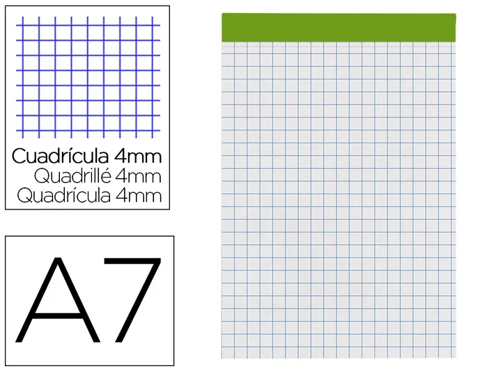 Liderpapel Bloc de notas cuadriculado 4 mm A7 de 80 hojas Liderpapel Bloc de notas cuadriculado 4 mm A7 de 80 hojas