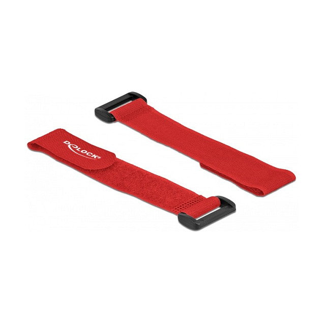 DeLOCK Brida de cable con cierre de gancho y lazo 190 x 25 mm rojo, 5 unidades