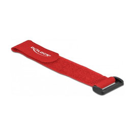 DeLOCK Brida de cable con cierre de gancho y lazo 190 x 25 mm rojo, 5 unidades