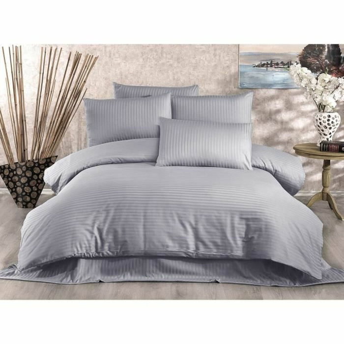 Aucune Juego de Cama Gris con Funda Nórdica de 220x240 cm y 2 Fundas de Almohada Aucune Juego de Cama Gris con Funda Nórdica de 220x240 cm y 2 Fundas de Almohada