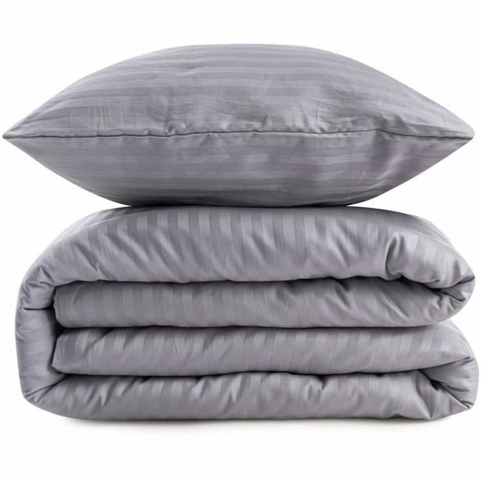 Aucune Juego de Cama Gris con Funda Nórdica de 220x240 cm y 2 Fundas de Almohada Aucune Juego de Cama Gris con Funda Nórdica de 220x240 cm y 2 Fundas de Almohada