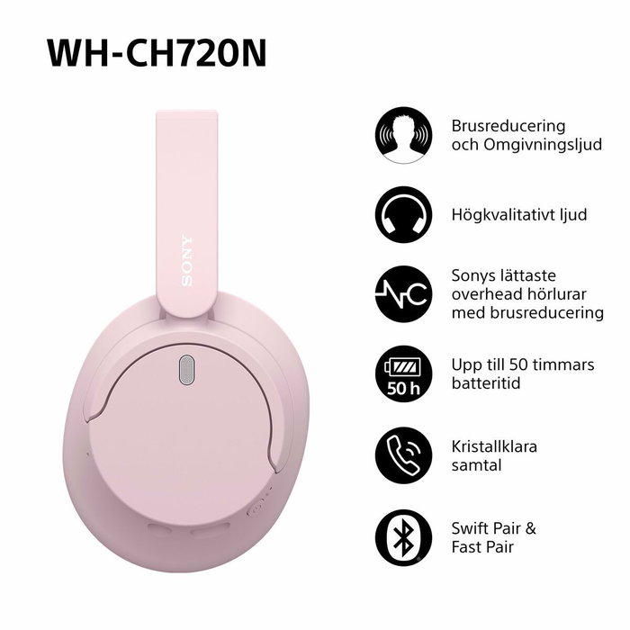 Sony WH-CH720N Auriculares Inalámbricos con Micrófono Rosa