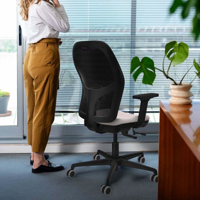 PIQUERAS Y CRESPO Silla de oficina Jorquera con mecanismo Sincro/Traslack color Granate y Gris