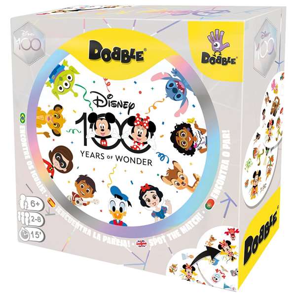Asmodee Juego Dobble Disney Edition 90 Cartas Grandes 5 Minijuegos
