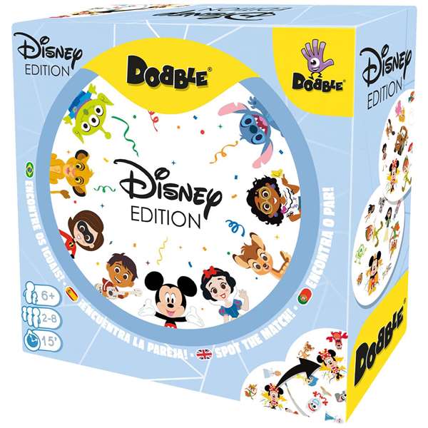 Asmodee Juego Dobble Disney Edition 90 Cartas Grandes 5 Minijuegos