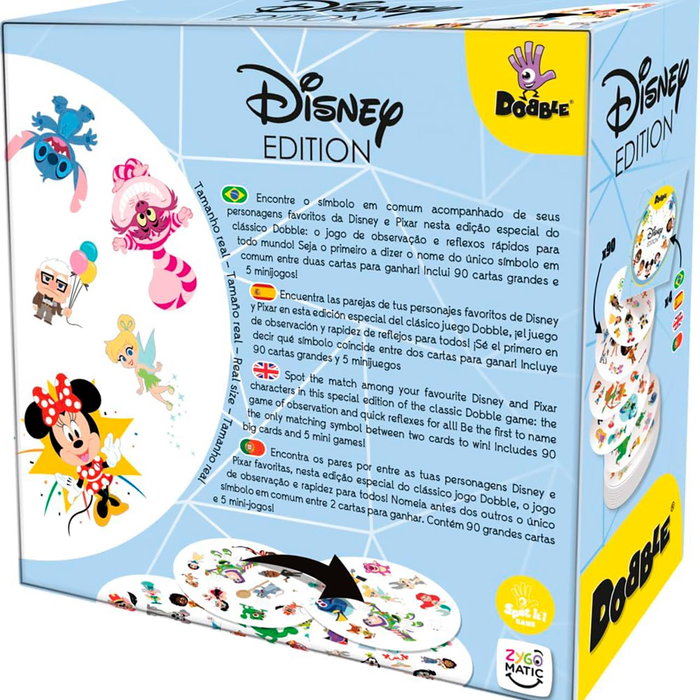 Asmodee Juego Dobble Disney Edition 90 Cartas Grandes 5 Minijuegos