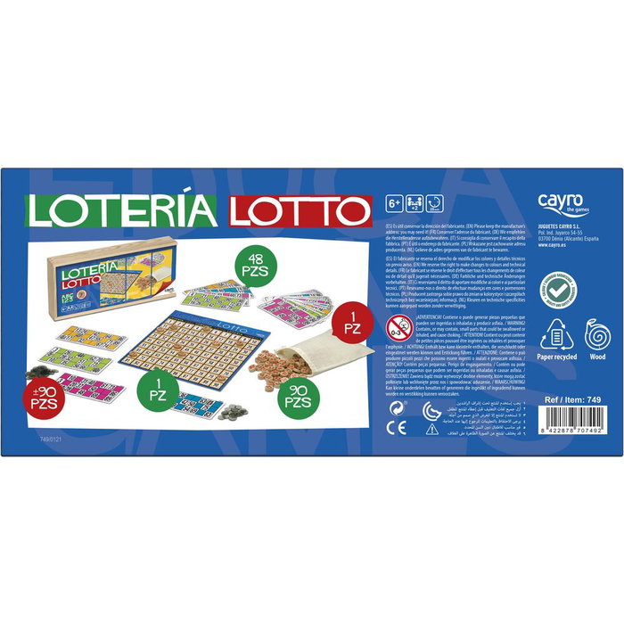 Cayro Lotto-Tombola 48 Cartones Caja Madera Cayro Lotto-Tombola 48 Cartones Caja Madera
