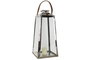 DKD Home Decor Farola Plateado Marron Acero Cristal Cuero 30 x 66 x 30 cm