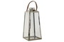 DKD Home Decor Farola Plateado Marron Acero Cristal Cuero 30 x 66 x 30 cm