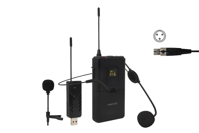 Fonestar WI-MIC Micrófono Inalámbrico Solapa/Lav para Streaming y Conferencias, UHF 641-699 MHz, 24 Canales, Receptor USB Plug & Play, Compatible Windows/Mac