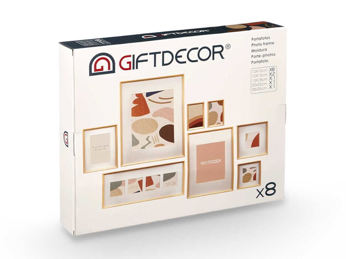 Giftdecor Set 8 Portafotos Mural Pastpardu Natural Madera Eucalipto 52 x 42 x 9 cm (Set de 4)