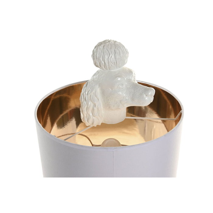 DKD Home Decor Lámpara de Sobremesa Perro en Resina y Poliéster, Blanco y Dorado