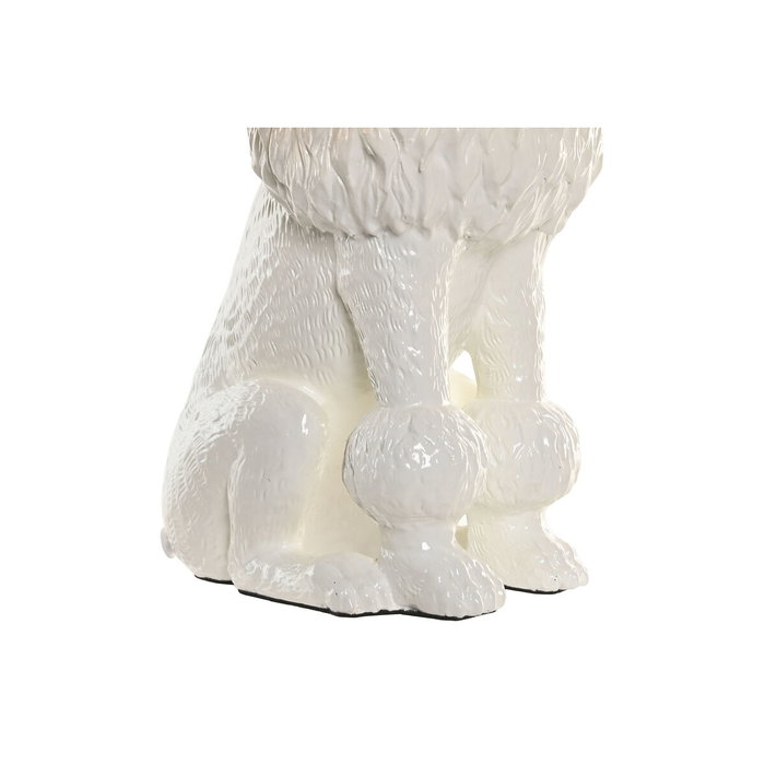 DKD Home Decor Lámpara de Sobremesa Perro en Resina y Poliéster, Blanco y Dorado