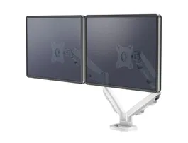 Fellowes Serie Eppa Brazo para Monitor Soporte Doble Pantalla, Ajustable Altura, Normativa VESA, hasta 10 kg, hasta 32 Pulgadas, Blanco