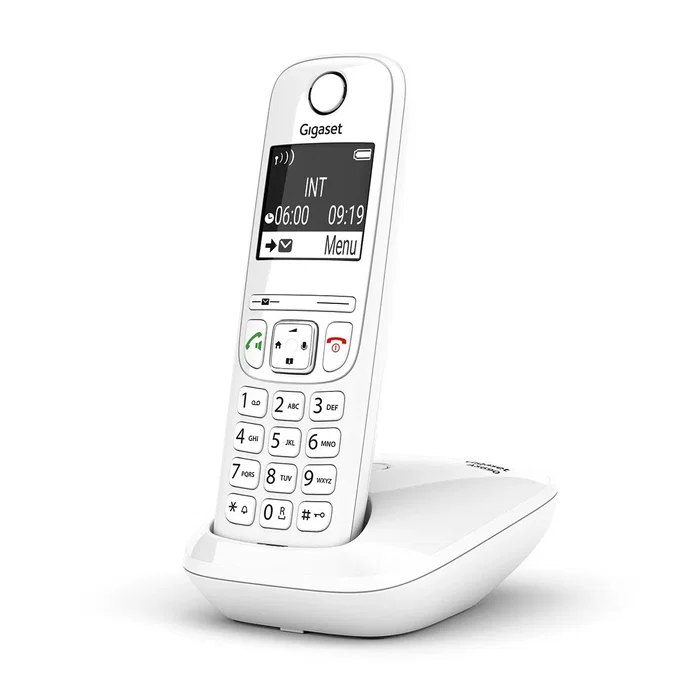 Gigaset AS690 Teléfono inalámbrico DECT con identificador de llamadas, manos libres, pantalla grande, agenda 100 contactos, bloqueo llamadas, ECO DECT, blanco