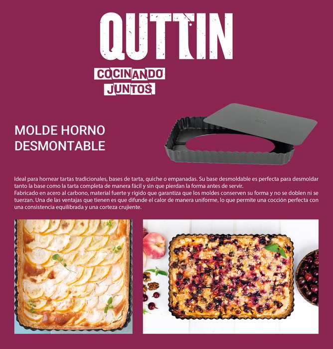 Quttin Molde Desmontable para Horno 27.3 cm x 20 cm x 3 cm (6 Unidades)