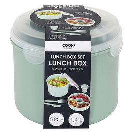 Cook Concept Fiambrera Take Away Cilíndrica con Cubiertos 1.4 L Colores Surtidos