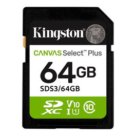 Kingston Canvas Select Plus SDXC 64 GB Clase 10 UHS-I U3 V30 100 MB/s