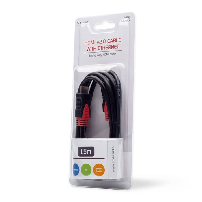 SAVIO Cable HDMI 2.0 High Speed + Ethernet 1,5m Negro