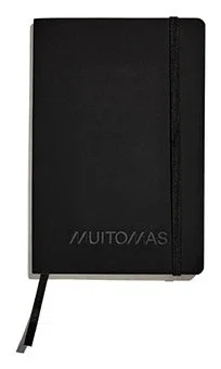 Muitomas NOTESA5BK Cuaderno y Block A5 Negro, Tapa Blanda Lisa, Cierre Elástico, Papel Marfil a Rayas