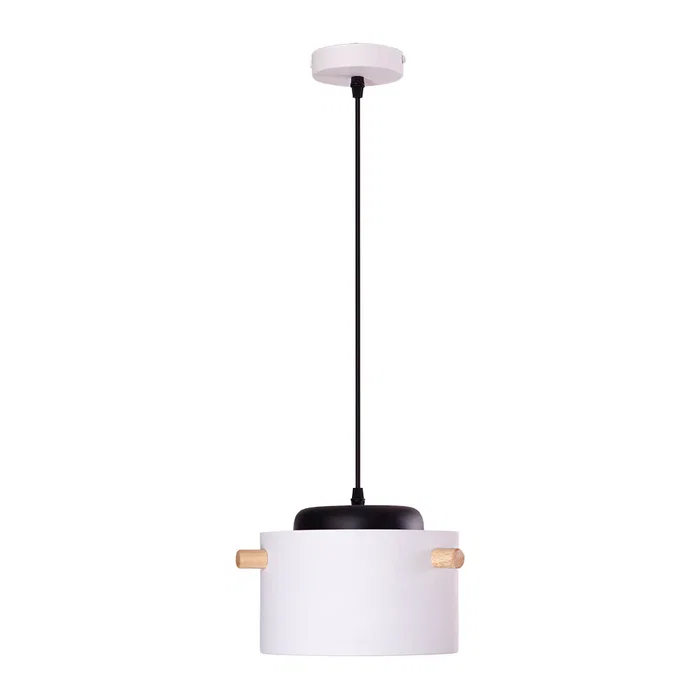Averie Lámpara Colgante SKD-P1013-W, Diseño Moderno Metal y Madera, Blanco/Verde Oliva/Salmón/Turquesa, para Comedor o Habitación Juvenil