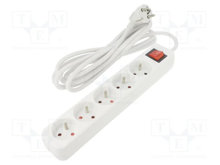 Lanberg Regleta de 3m con 5 Tomas PL y Interruptor, Blanca Lanberg Regleta de 3m con 5 Tomas PL y Interruptor, Blanca