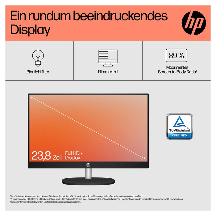 HP AIO PC All-in-One 24-cr0109ng - Pantalla 23.8 - Procesador AMD Ryzen 5 7520U - 16GB RAM - 512GB SSD - Windows 11 Home