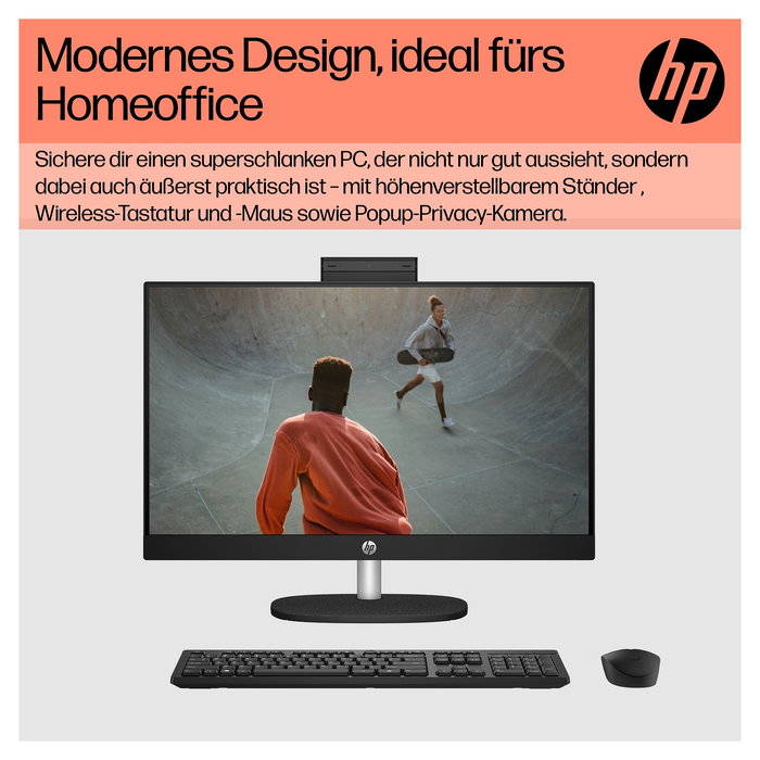 HP AIO PC All-in-One 24-cr0109ng - Pantalla 23.8 - Procesador AMD Ryzen 5 7520U - 16GB RAM - 512GB SSD - Windows 11 Home