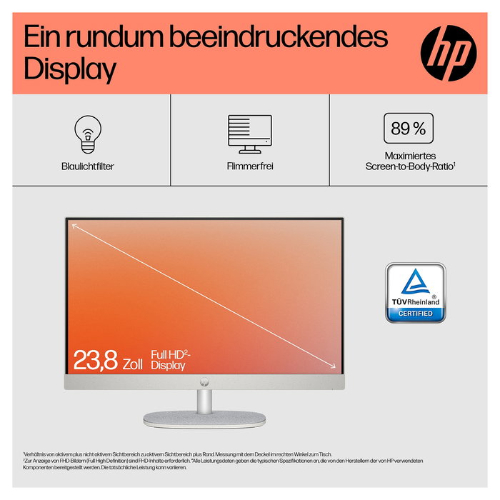 HP AIO PC All-in-One 24-cr0109ng - Pantalla 23.8 - Procesador AMD Ryzen 5 7520U - 16GB RAM - 512GB SSD - Windows 11 Home