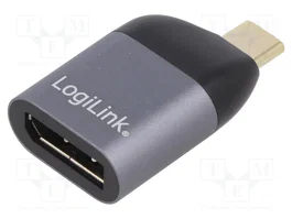 LOGILINK CUA0204 Adaptador USB-C a DisplayPort 8K/60Hz, Aluminio, Negro/Gris