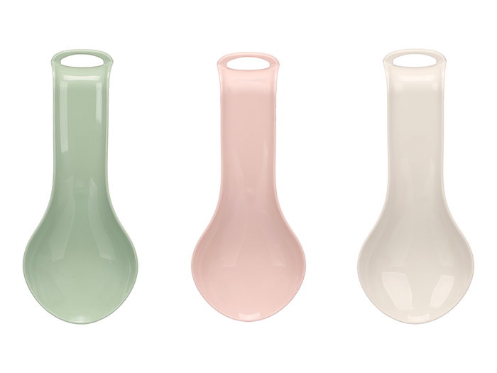 Kinvara Reposacuchara de Plástico Surtidos, Beige, Rosa, Verde - 11x26.5x3 cm (Set de 48)