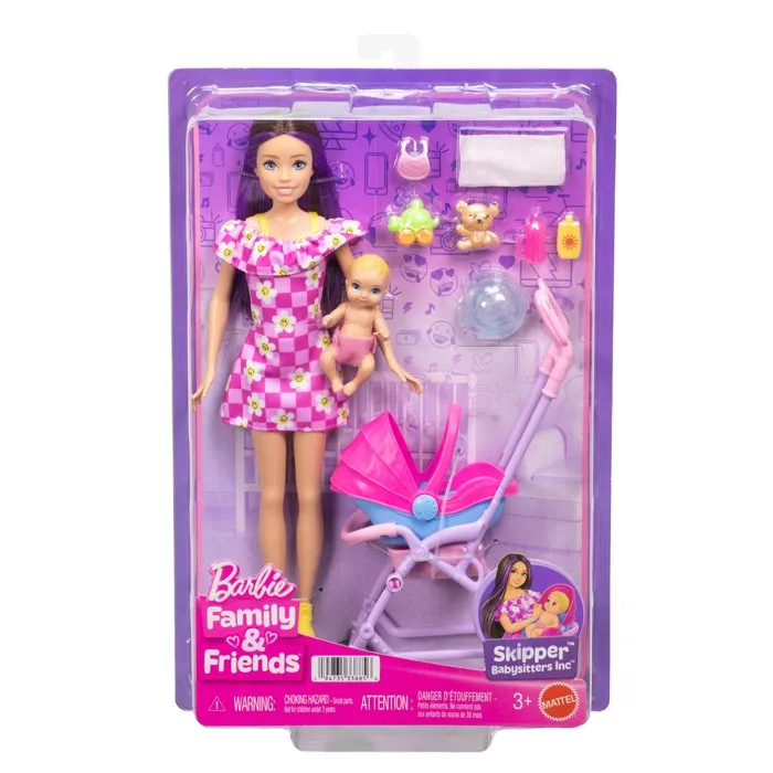 Barbie - Conjunto de cochecito para muñecas Skipper JJB42 Barbie - Conjunto de cochecito para muñecas Skipper JJB42