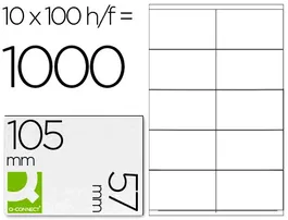 Q-connect KF10658 Etiqueta Adhesiva 105x57 mm para Láser Ink-jet Fotocopiadora, Caja 100 Hojas Din A4
