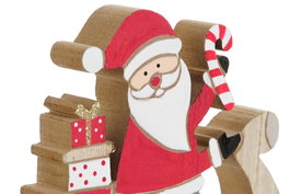 DKD Home Decor Figura Navidad Tradicional Natural Rojo Madera 2 x 15.5 x 15 cm (6 Unidades)