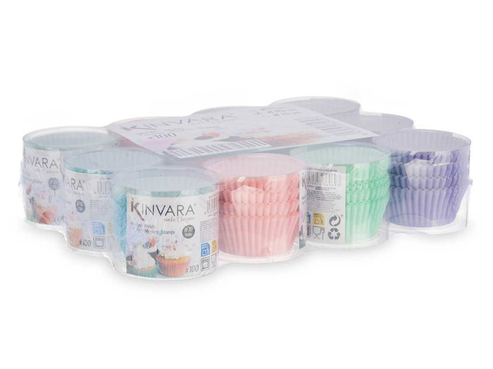 Kinvara Set 100 Moldes Papel Repostería 10 cm Surtidos (Set de 48)