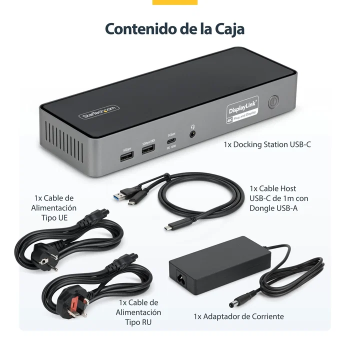 StarTech.com Docking Station Universal USB-C de 3 Pantallas PD 140W 4K DK30C2DPEPRUE Gris