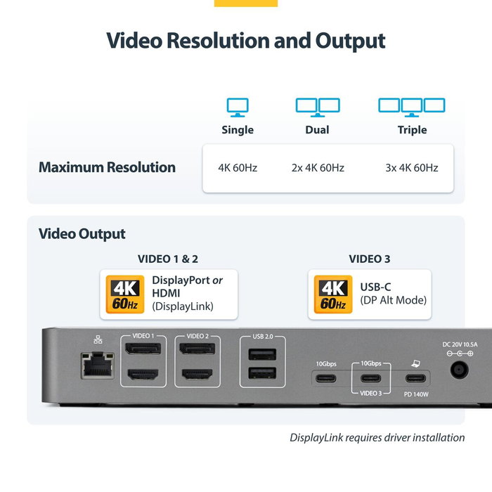 Hub USB Startech DK30C2DPEPRUE Gris