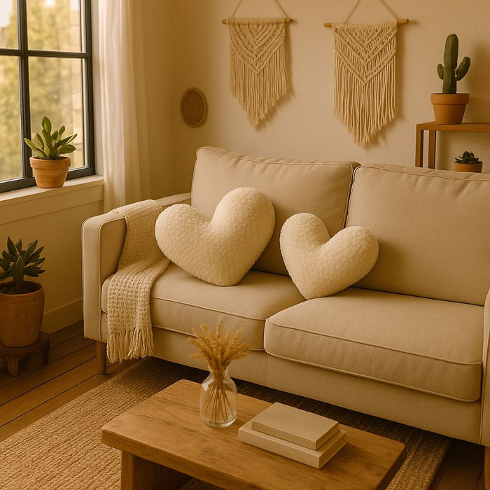 Aberto Design Cojín Teddy Kalp Small - Light Beige de Poliéster con Relleno de Silicona, 38x33x9 cm