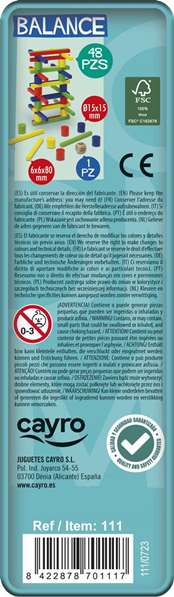 Cayro Juego Balance 6x18.5x5 - Juego de Equilibrio en Caja de Metal con 48 Piezas