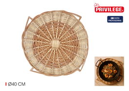 Inde Salvamantel de Mimbre Redondo Ø40 cm con Asas Privilege (12 Unidades)