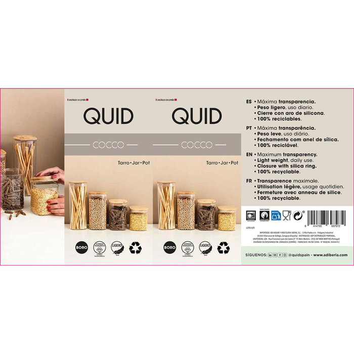 Tarro Vidrio Cocco Quid 2 L (12 Unidades) Tarro Vidrio Cocco Quid 2 L (12 Unidades)