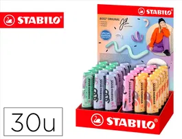 Stabilo BOSS Rotulador Fluorescente Original Pastel, Expositor de 30 Unidades, Colores Surtidos