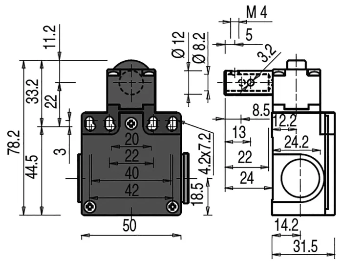 PIZZATO ELETTRICA Interruptor de seguridad de bisagra FZ NC + NA gris y rojo