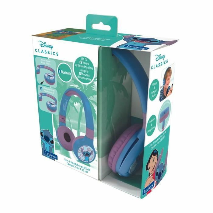 LEXIBOOK Auriculares 2 en 1 Disney Stitch Bluetooth y con cable