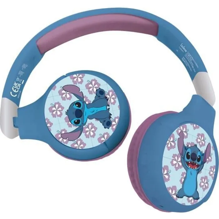LEXIBOOK Auriculares 2 en 1 Disney Stitch Bluetooth y con cable